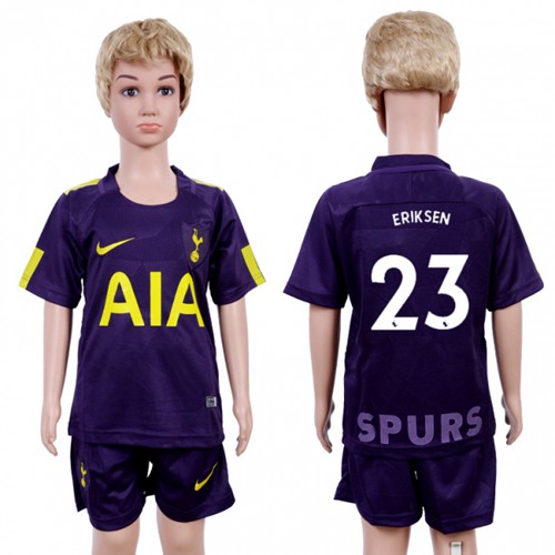Tottenham Hotspur #23 Eriksen Sec Away Kid Soccer Club Jersey